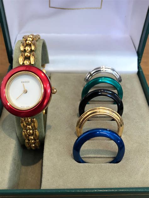 used victoria gucci watches female changeable bezel|Gucci interchangeable bezel set.